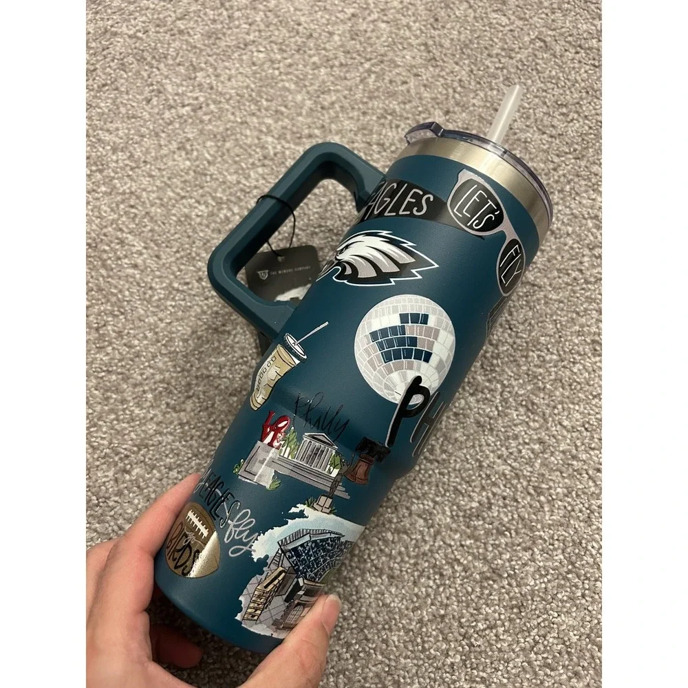 The Memory Company Philadelphia Eagles Tumbler Unisex 34oz Teal New Cheer Design